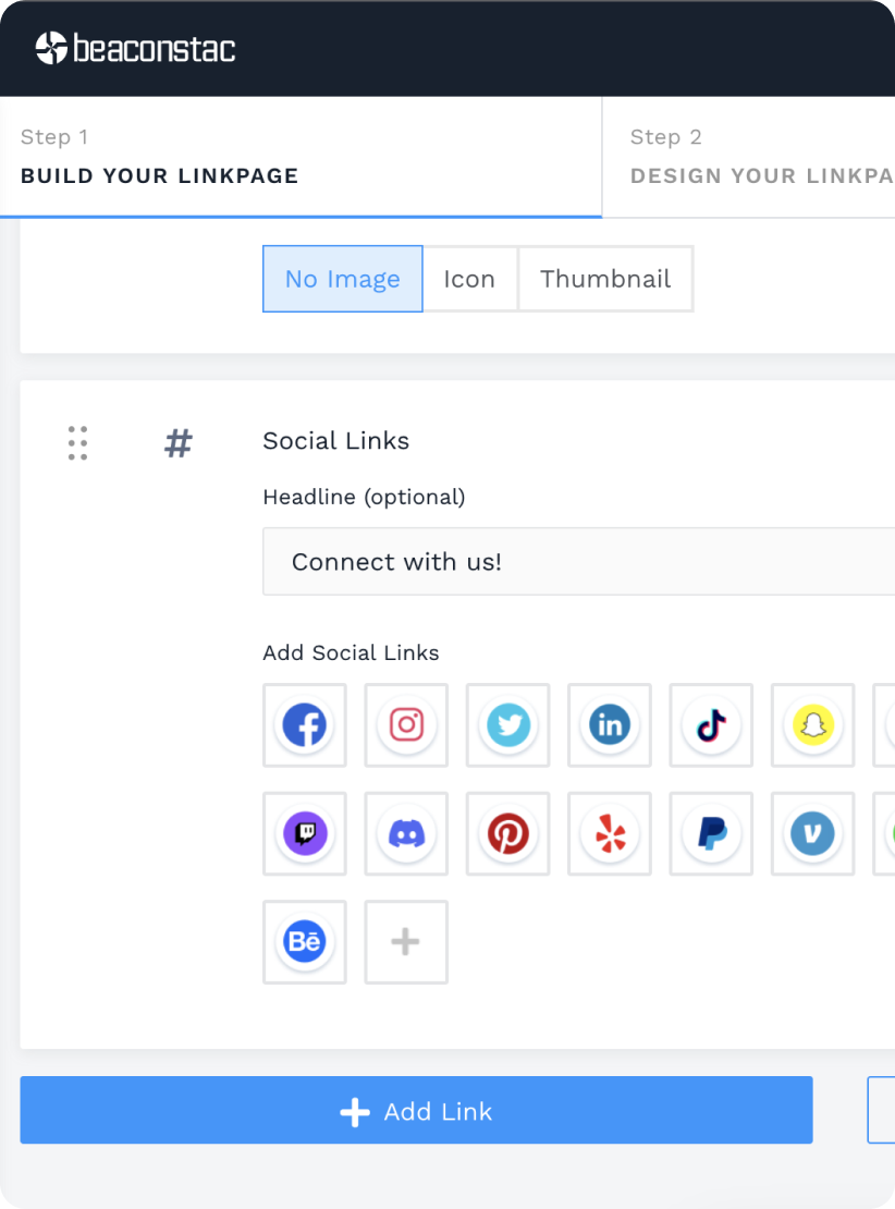 Click “+ Add Widgets” & choose “Social links”