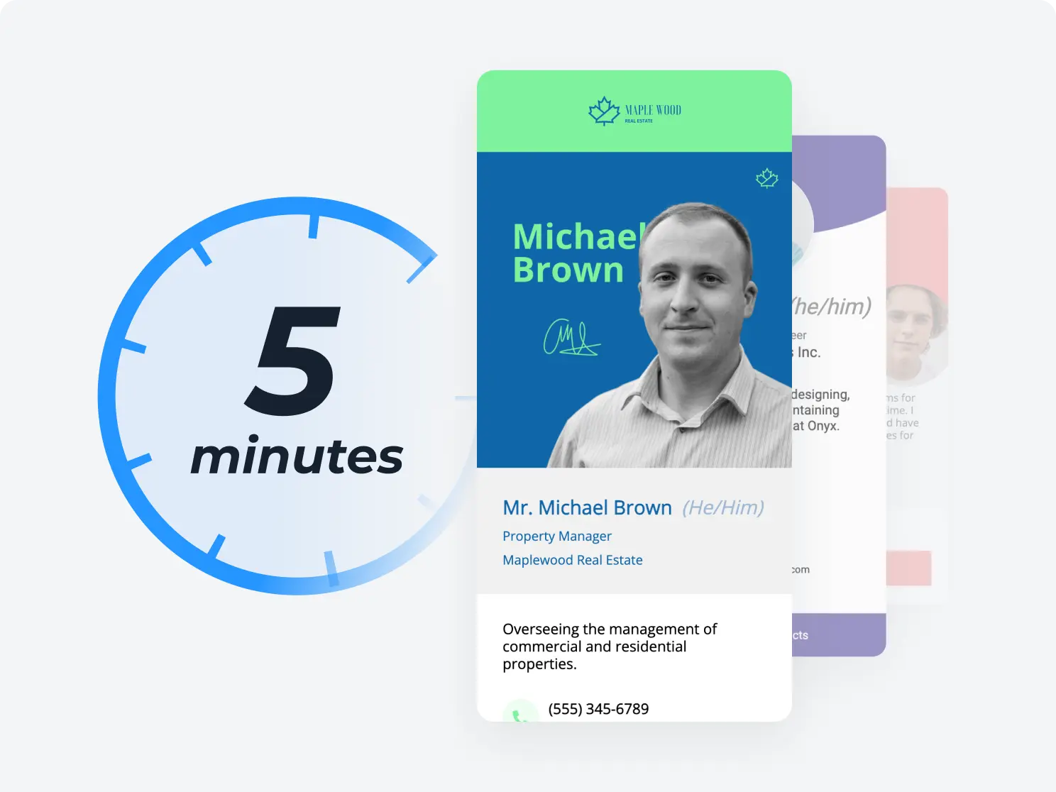 Instantly create and share digital business cards