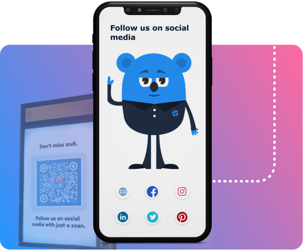 Scan qr code to land on social media profiles