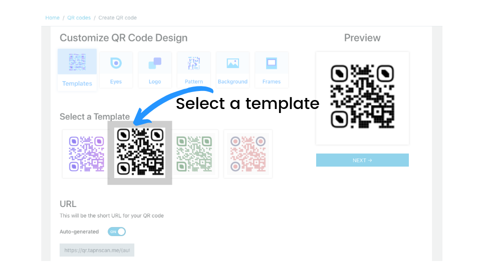 Select a template for QR Code design