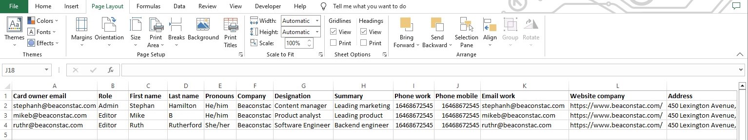 Populate this spreadsheet template with contact information for all your team members