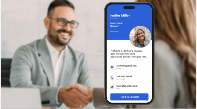 Digital business cards for insurance agents