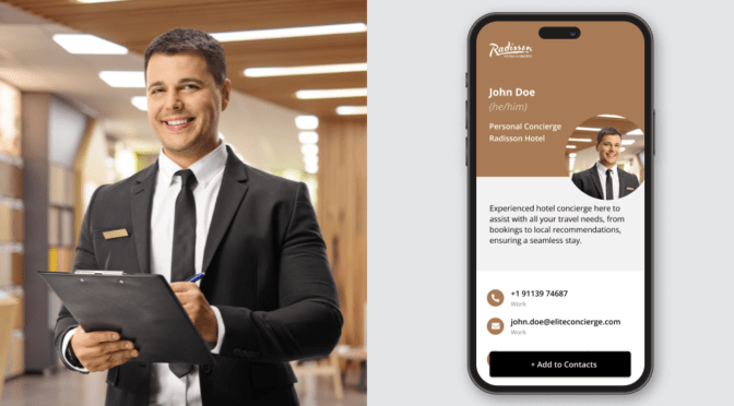 Digital business card for hospitality